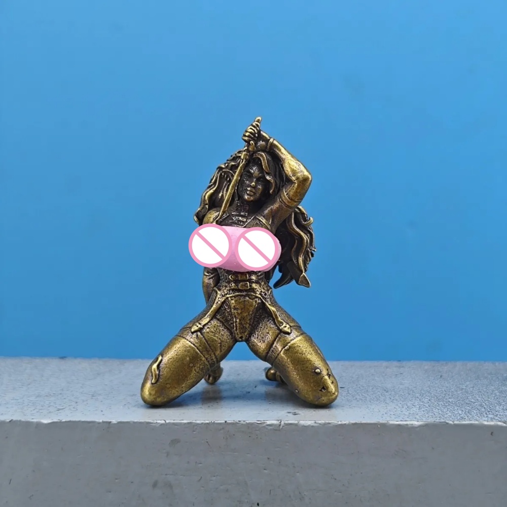 Vintage Collectible Ornaments - Patung Mini Prajurit Wanita Fantasi Berlutut