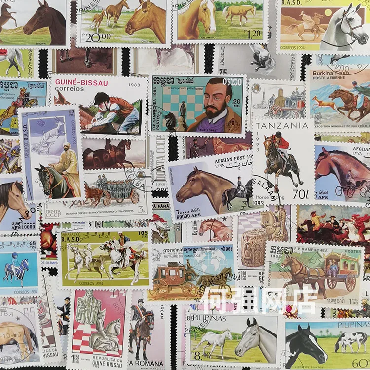 100 Stempel Kuda Berbeda Tidak - Collectible Vintage Postage Stamps ulasan dan harga