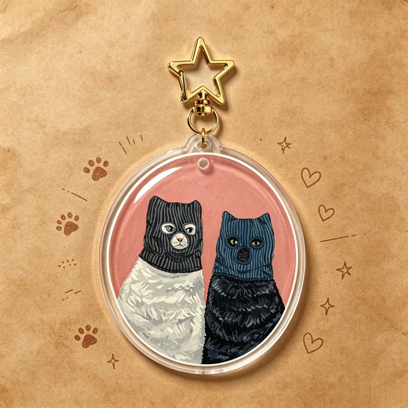 Gantungan Kunci Akrilik Kucing - Vintage Cartoon Collectible ulasan dan harga