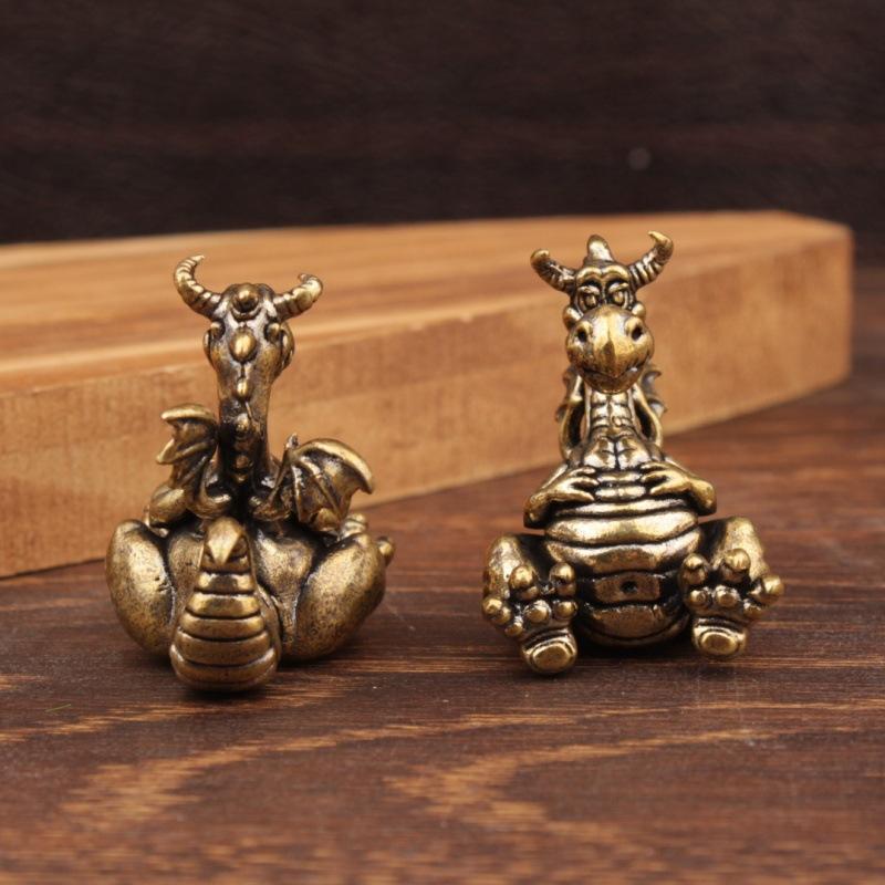 Figurin Naga Kuningan Lucu Des - Vintage Cartoon Collectible ulasan dan harga