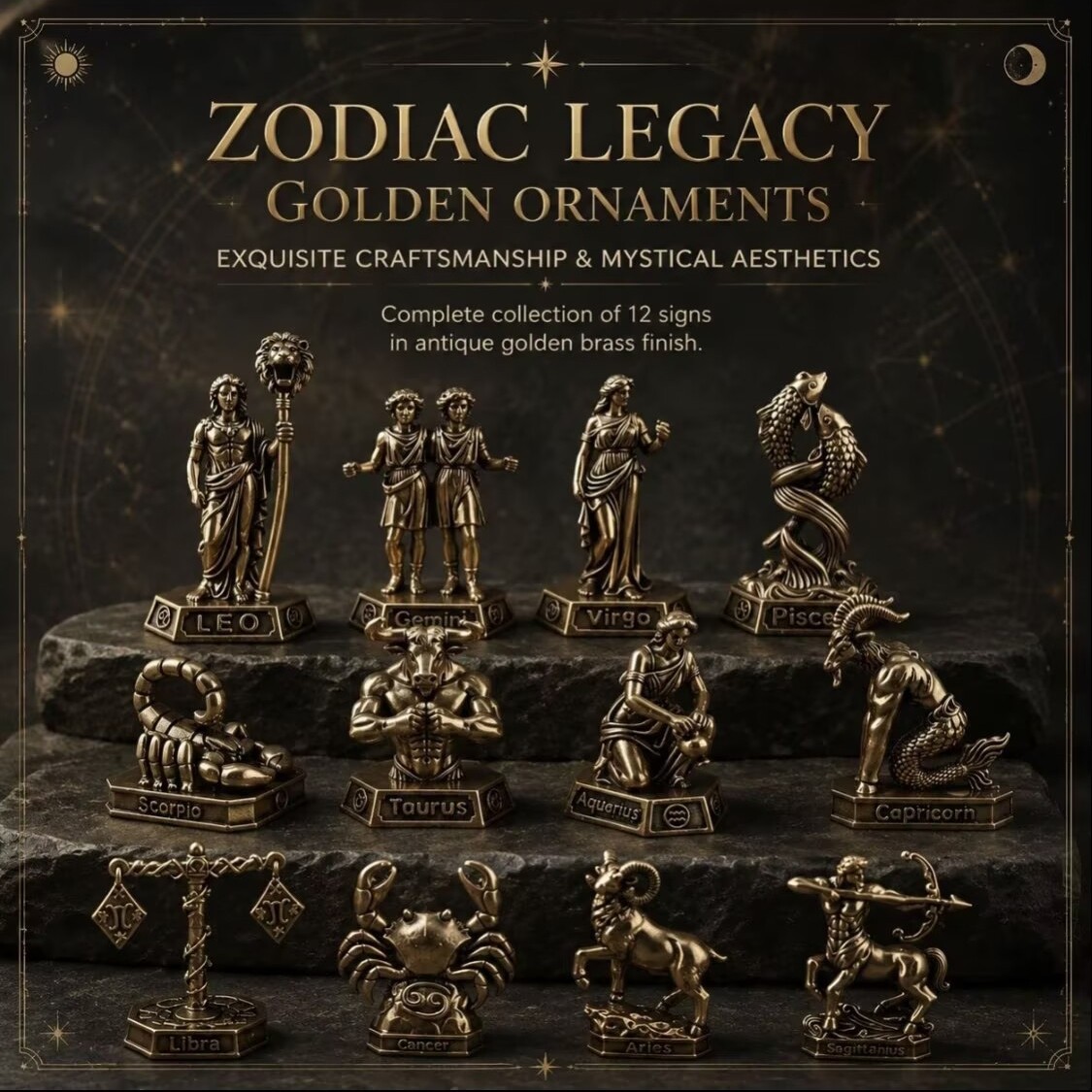Ornamen Zodiak Kuningan Buatan - Vintage Collectible Ornaments ulasan dan harga